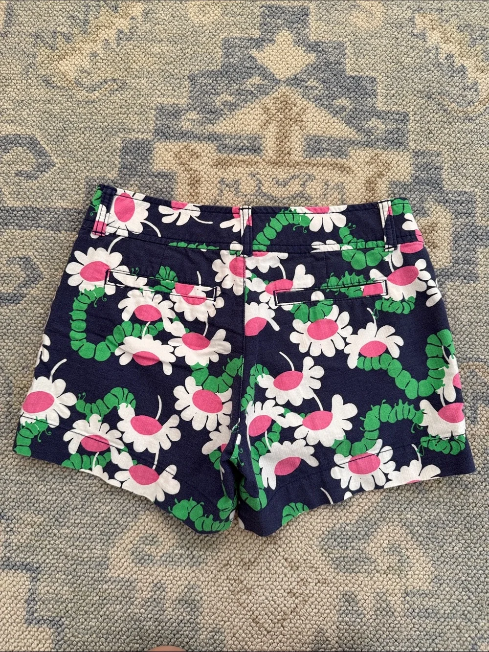 Lilly Pulitzer Women’s Navy Floral Daisy Print Shorts - Pink & Green